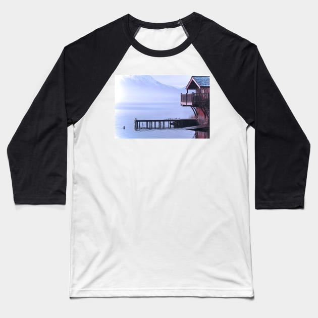 Ullswater Boathouse in Snow Baseball T-Shirt by Furtographic